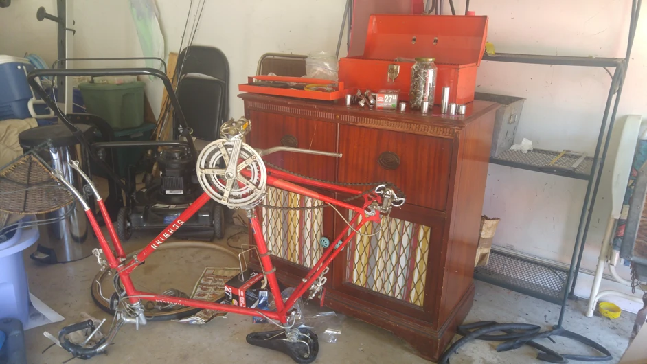 Overview of bike restoration in progress